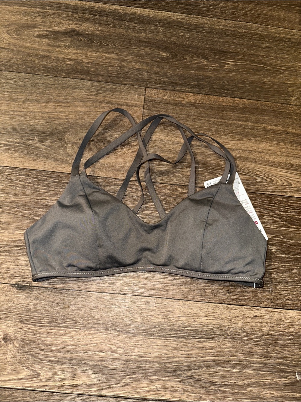 Athleta New Gray Strappy Wireless sporty swim top and convertible sports bra